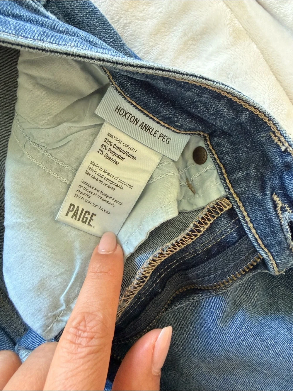PAIGE Dark Blue Skinny Jeans with Raw Hem - Picture 8 of 9